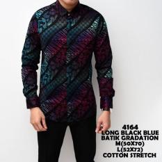 CITY STORE - Kemeja Batik Long Black Blue Gradation Bahan Katun Stretch